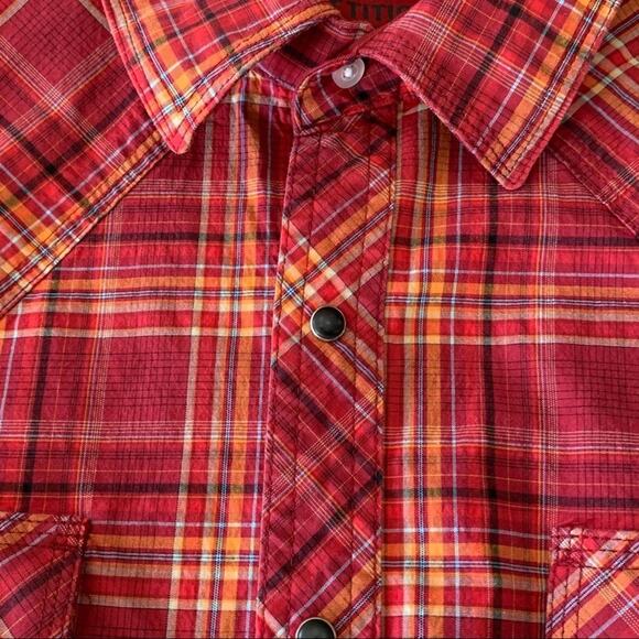 Wrangler 20X Competition Long Sleeve Western Snap Shirt Size L Red Plaid - Picture 4 of 11